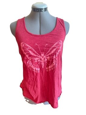 Y2K Pink Butterfly Graphic Tank Flying Heart Cotton Boho Fairy Grunge Baby Tee